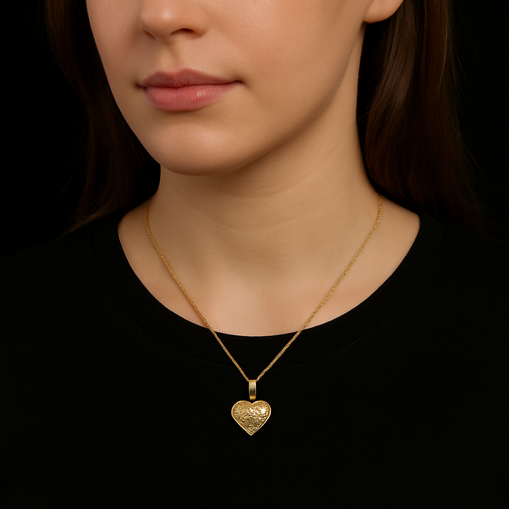 Heart Pendant Necklace – 18K Saudi Gold