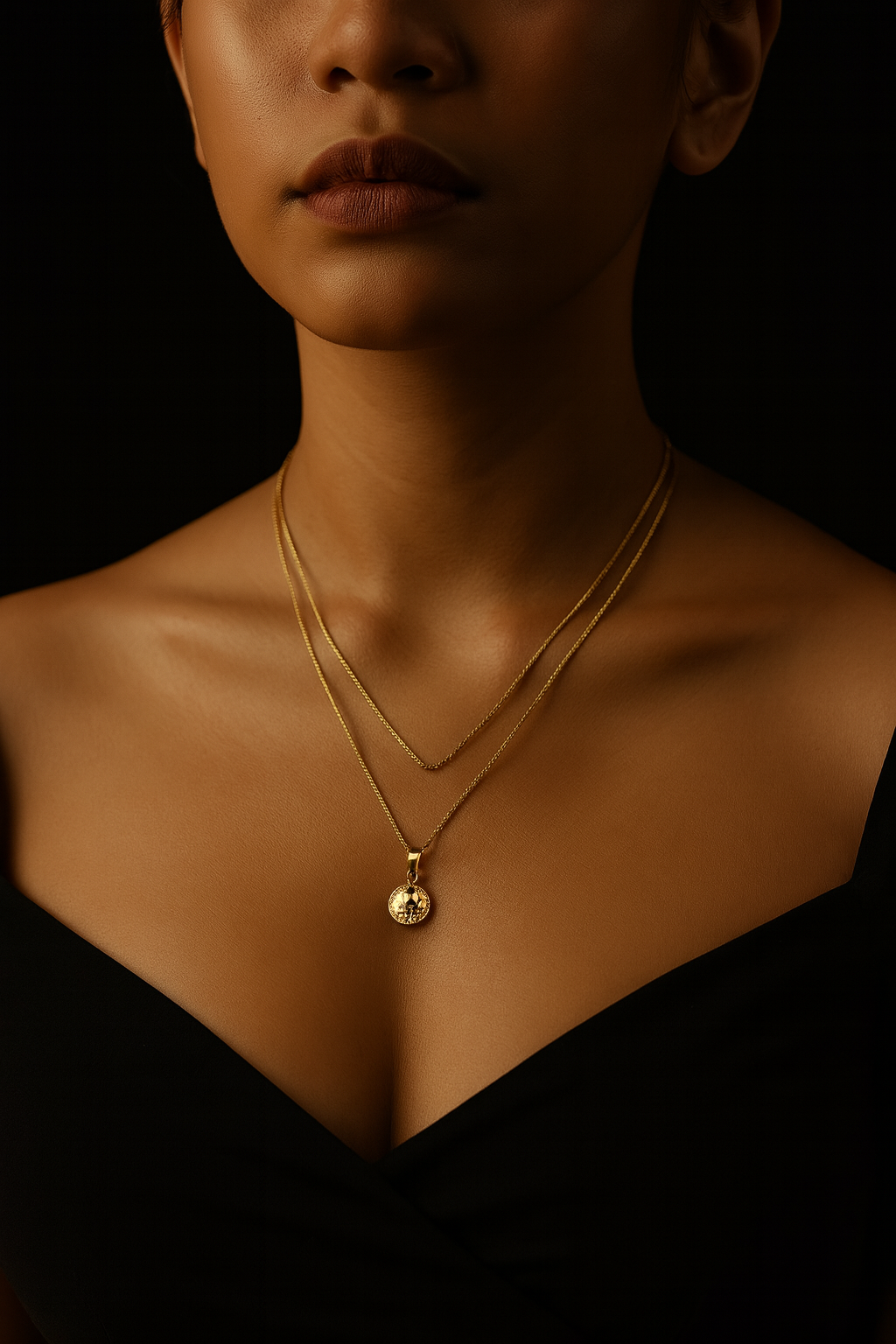 18K Saudi Gold Necklace with Pendant – Lightweight & Elegant