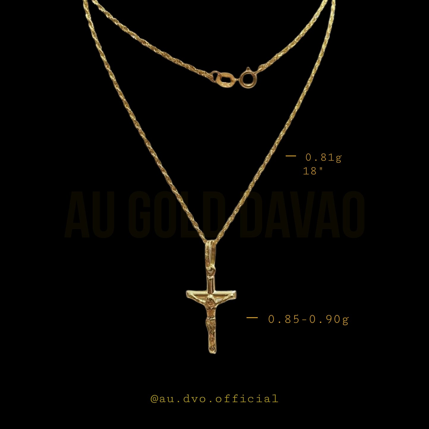 Rope Chain with Crucifix Pendant – Saudi Gold 18K